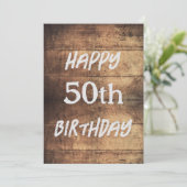 Invitation Rustic Wood Happy Birthday Message Masculine Card (Debout devant)