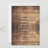 Invitation Rustic Wood Happy Birthday Message Masculine Card (Dos)