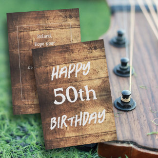 Invitation Rustic Wood Happy Birthday Message Masculine Card
