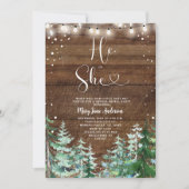 Invitation Rustic Wood He ou She Winter Sexe Revezvous (Devant)