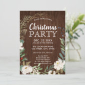 Invitation Rustic Wood Holiday Wreath Christmas Party (Debout devant)