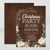 Invitation Rustic Wood Holiday Wreath Christmas Party (Devant / Derrière)