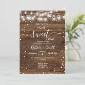 Invitation Rustic Wood Home Sweet Home Fête de chauffage dome (Debout devant)