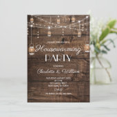 Invitation Rustic Wood Housewarming Party (Debout devant)