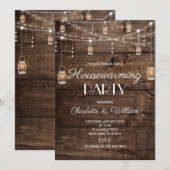 Invitation Rustic Wood Housewarming Party (Devant / Derrière)