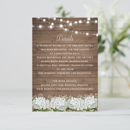 Invitation Rustic Wood Hydrangea Mariage de respiration pour  (Debout devant)