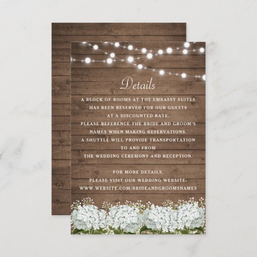 Invitation Rustic Wood Hydrangea Mariage de respiration pour  (Devant / Derrière)