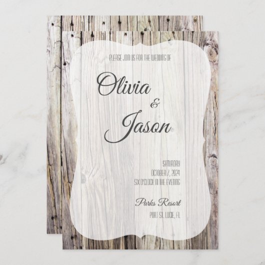 Invitation Rustic Wood Look (Devant / Derrière)