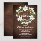 Invitation Rustic Wood Magnolia Bridal Brunch Douche (Devant / Derrière)