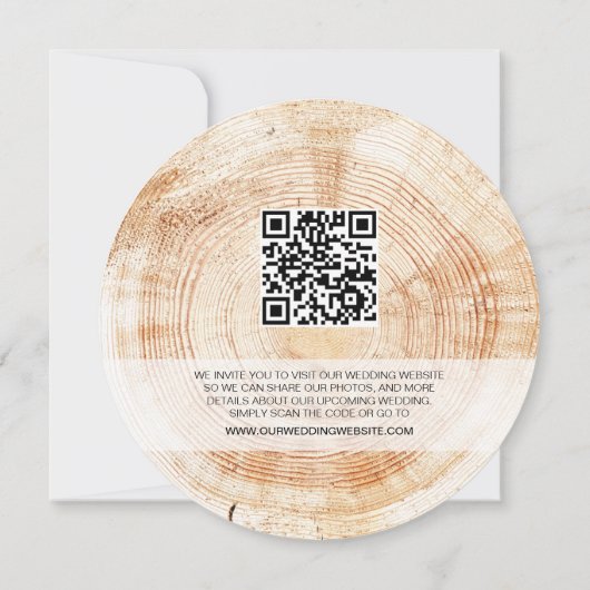 Invitation Rustic Wood mariage avec le mariage de code QR sit (Dos)