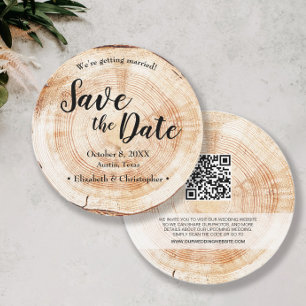Invitation Rustic Wood mariage avec le mariage de code QR sit
