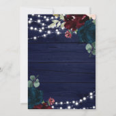 Invitation Rustic Wood Marsala & Navy Blue Rehearer Dîner (Dos)