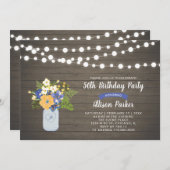 Invitation Rustic Wood & Mason Jar 50e anniversaire Invitatio (Devant / Derrière)