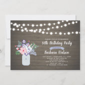 Invitation Rustic Wood & Mason Jar 60e anniversaire Invitatio (Devant)
