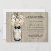Invitation Rustic Wood Mason Jar et Mariage Fleur sauvage (Devant)