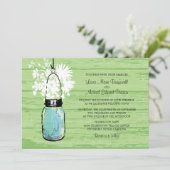 Invitation Rustic Wood Mason Jar et Mariage Fleur sauvage (Debout devant)