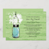 Invitation Rustic Wood Mason Jar et Mariage Fleur sauvage (Devant / Derrière)