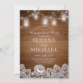 Invitation Rustic Wood Mason Jar Lace (Devant)