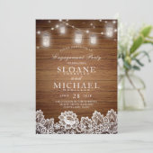 Invitation Rustic Wood Mason Jar Lace (Debout devant)