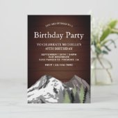 Invitation Rustic Wood Mountain Forest fête d'anniversaire (Debout devant)