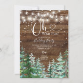 Invitation Rustic Wood Oh Quel Amusant Pine Trees Fête Fête (Devant)