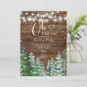 Invitation Rustic Wood Oh Quel Amusant Pine Trees Fête Fête (Debout devant)