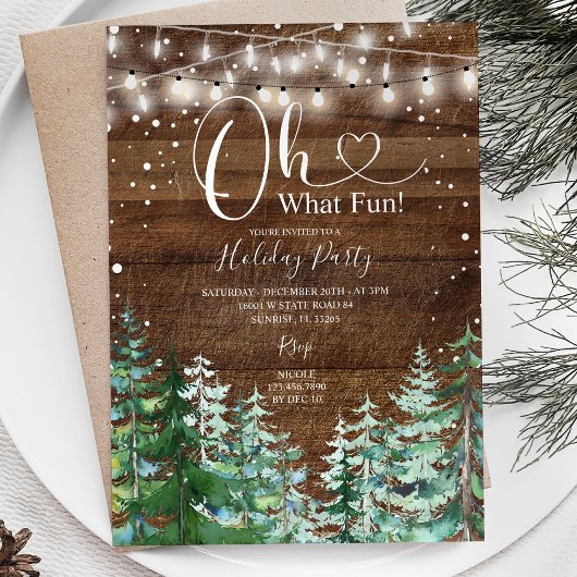 Invitation Rustic Wood Oh Quel Amusant Pine Trees Fête Fête