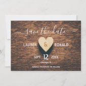 Invitation Rustic Wood Photo Save the Date Mariage de automne (Devant)