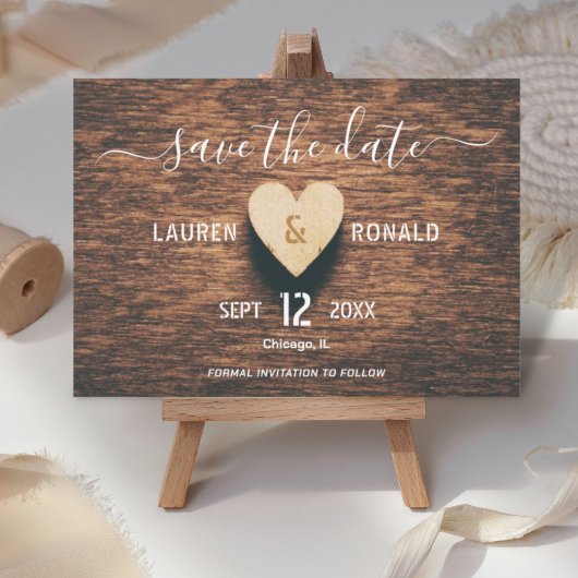 Invitation Rustic Wood Photo Save the Date Mariage de automne