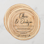 Invitation Rustic Wood QR Code Wedding (Devant / Derrière)
