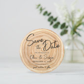Invitation Rustic Wood QR Code Wedding Save the Date (Debout devant)