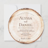 Invitation Rustic Wood Slice Editable Wedding (Devant)