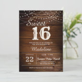 Invitation Rustic Wood String Lights Barn Elegant Sweet 16 (Debout devant)