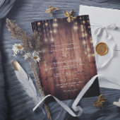 Invitation Rustic Wood String Lights Elegant QR Code Wedding