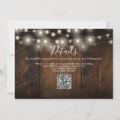 Invitation Rustic Wood String Lights Photo QR code Wedding (Dos)