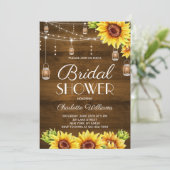 Invitation Rustic Wood Sunflower Bridal Shower (Debout devant)