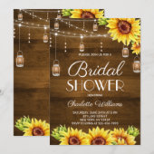 Invitation Rustic Wood Sunflower Bridal Shower (Devant / Derrière)