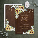 Invitation Rustic Wood Sunflower Dusty Blue Floral Wedding In<br><div class="desc">Create the perfect traditional formal wedding invitation with this warm, trendy sunflower, yellow and dusty blue watercolor floral design featuring hand lettered script typography, and a barn wood background and string lights. See entire collection here: https://www.zazzle.com/collections/rustic_wood_sunflower_dusty_blue_floral_wedding-119827219260745920 Contact designer for matching products not in collection. Copyright Elegant Invites, all rights reserved....</div>