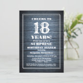 Invitation Rustic Wood Surprise 18e anniversaire Dîner fête (Debout devant)