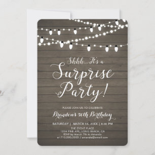 Invitation Rustic Wood Surprise 50e fête d'anniversaire adult