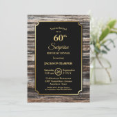 Invitation Rustic Wood Surprise 60e anniversaire Dîner (Debout devant)
