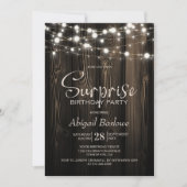 Invitation Rustic Wood Surprise fête d'anniversaire (Devant)