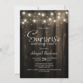 Invitation Rustic Wood Surprise fête d'anniversaire (Devant)