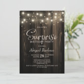 Invitation Rustic Wood Surprise fête d'anniversaire (Debout devant)