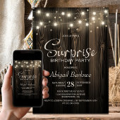 Invitation Rustic Wood Surprise fête d'anniversaire