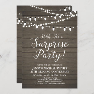 Invitation Rustic Wood Surprise Mariage fête d'anniversaire