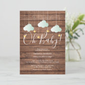Invitation Rustic Wood Twinkle Twinkle Oh Baby Baby shower (Debout devant)