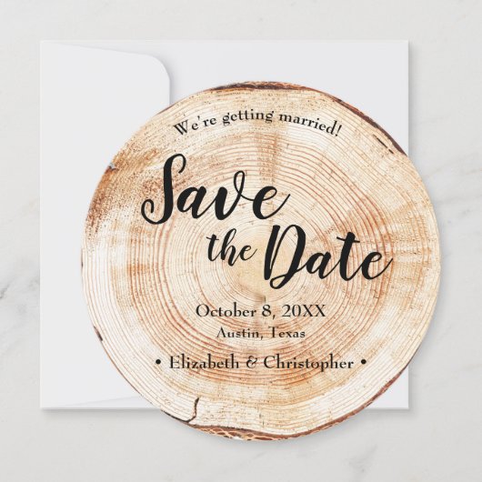 Invitation Rustic Wood Wedding Save the date photo QR code (Devant)