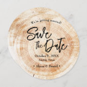 Invitation Rustic Wood Wedding Save the date QR code (Devant / Derrière)