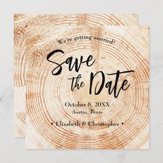 Invitation Rustic Wood Wedding Save the date with website Inv (Devant / Derrière)